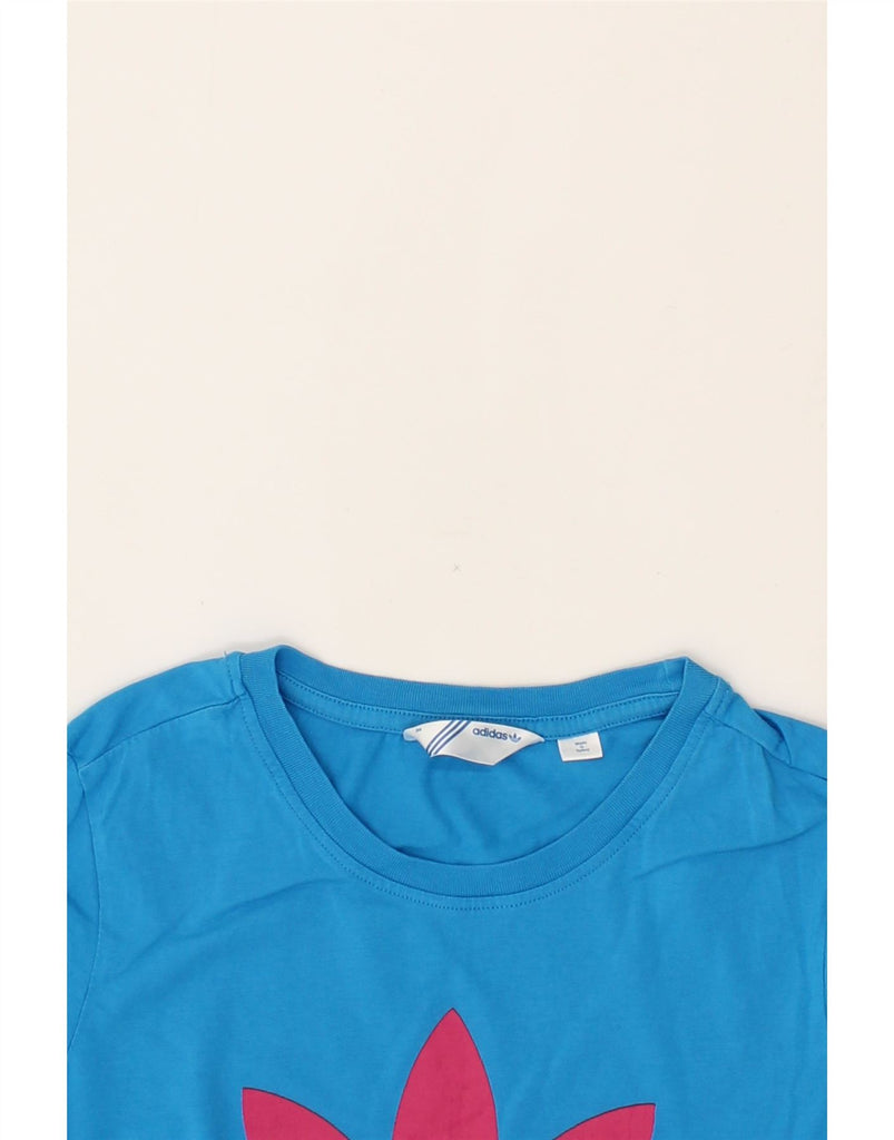 ADIDAS Womens Graphic T-Shirt Top IT 38 XS Blue Cotton Vintage Adidas and Second-Hand Adidas from Messina Hembry 