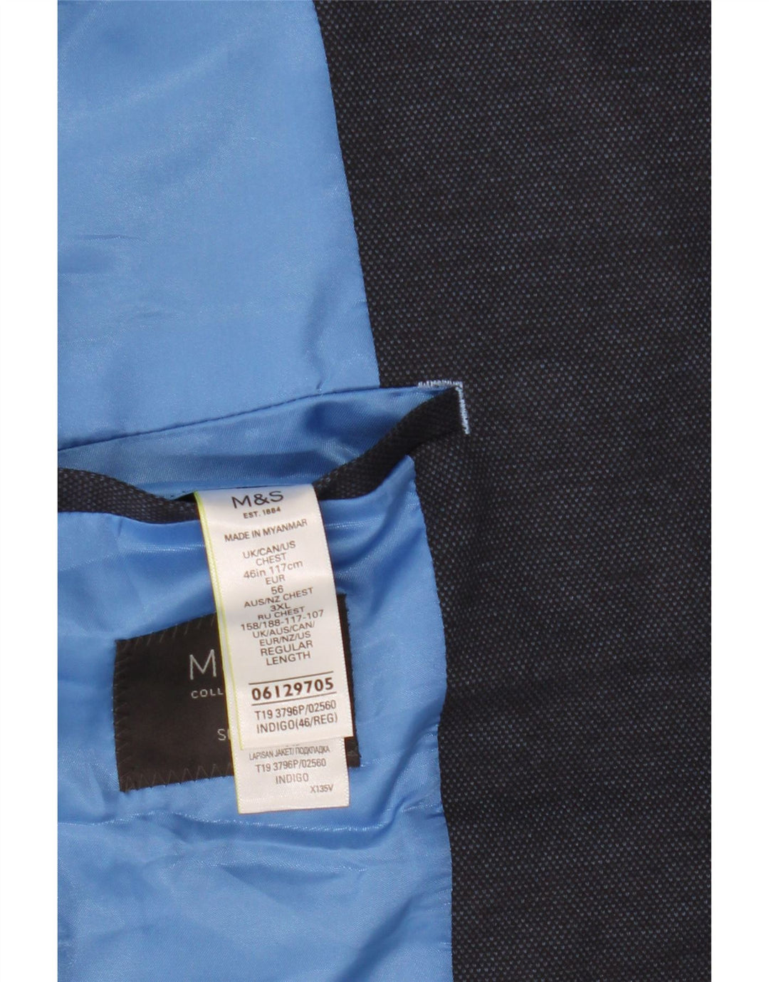 MARKS & SPENCER Mens 2 Button Slim Fit Blazer Jacket UK 46 XL Navy Blue