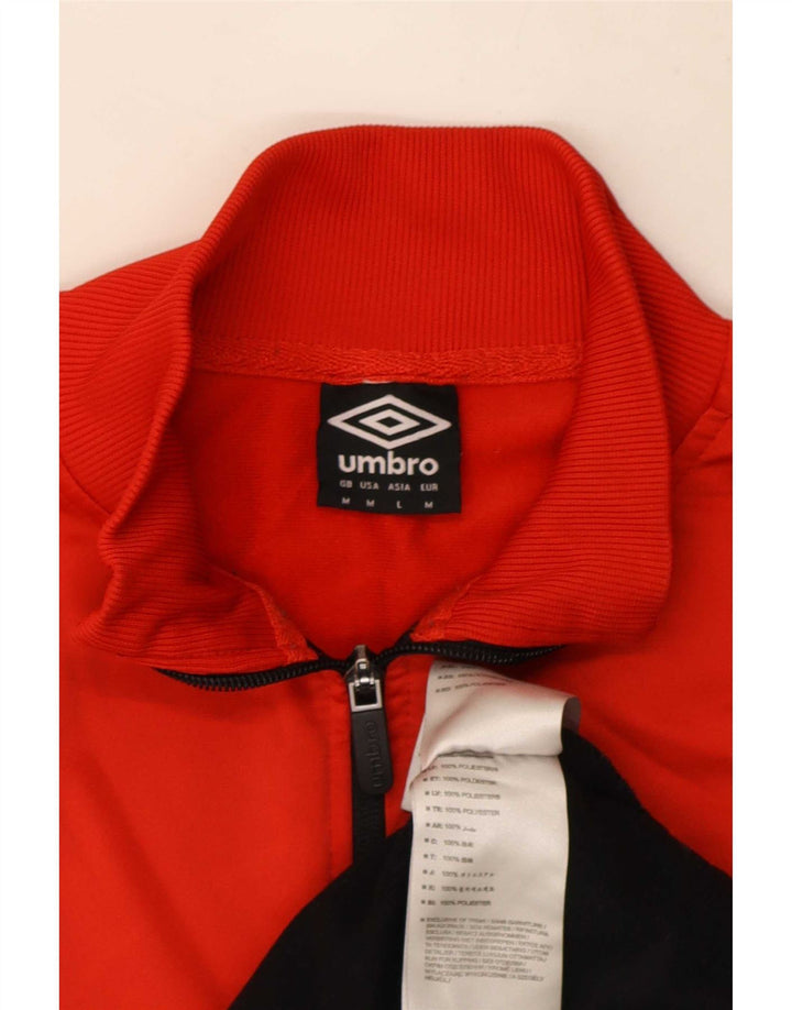 Umbro Mens Tracksuit Top Jacket Medium Red Colourblock Polyester