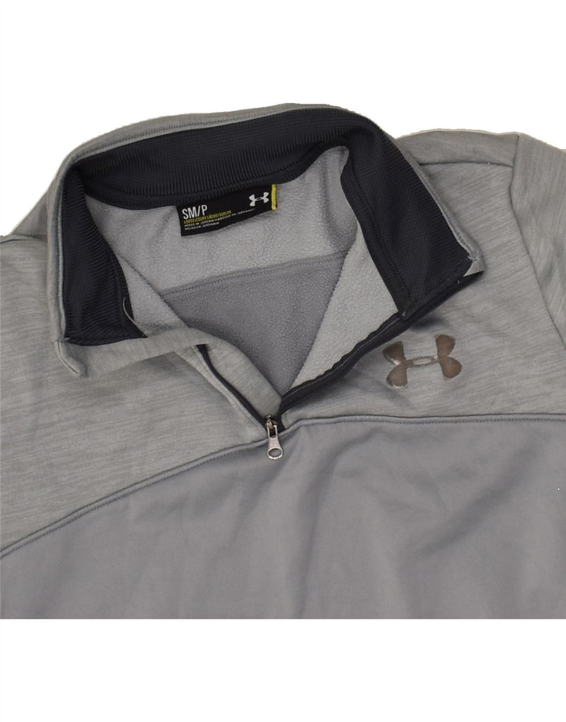 UNDER ARMOUR Mens Zip Neck Pullover Tracksuit Top Small Grey Polyester | Vintage Under Armour | Thrift | Second-Hand Under Armour | Used Clothing | Messina Hembry 