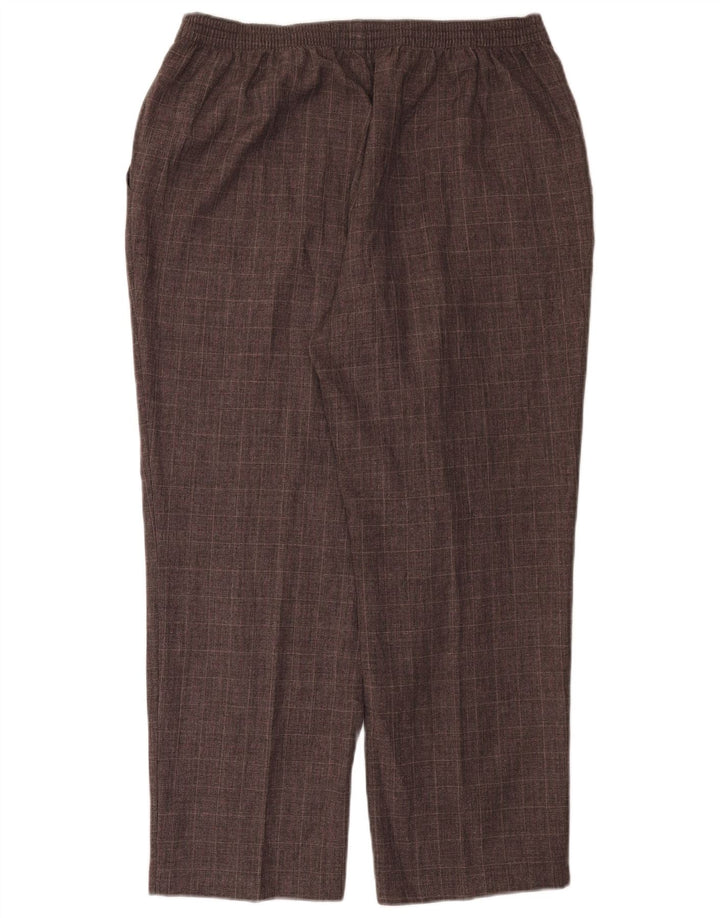Marks & Spencer Womens Short Tapered Trousers W34 L26 Purple Check
