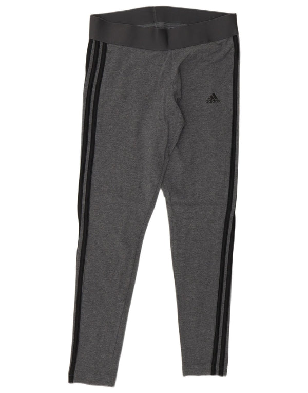 ADIDAS Womens Leggings UK 12/14 Medium  Grey Cotton