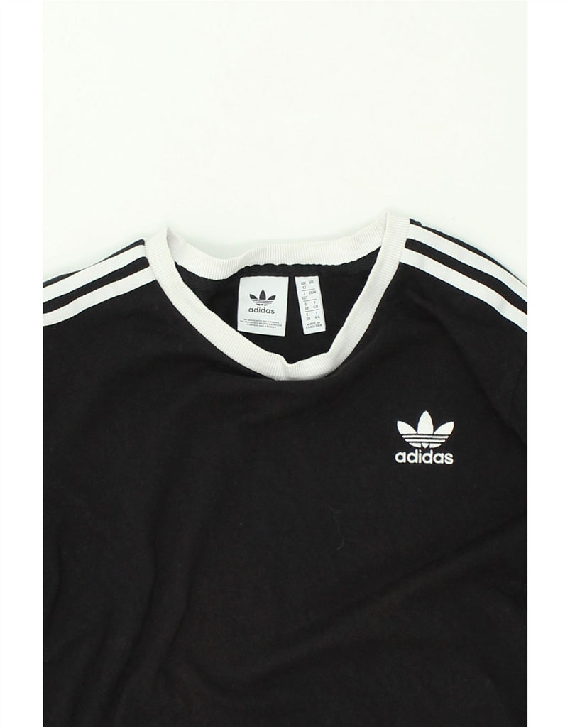 ADIDAS Womens Graphic T-Shirt Top UK 12 Medium Black Cotton | Vintage Adidas | Thrift | Second-Hand Adidas | Used Clothing | Messina Hembry 