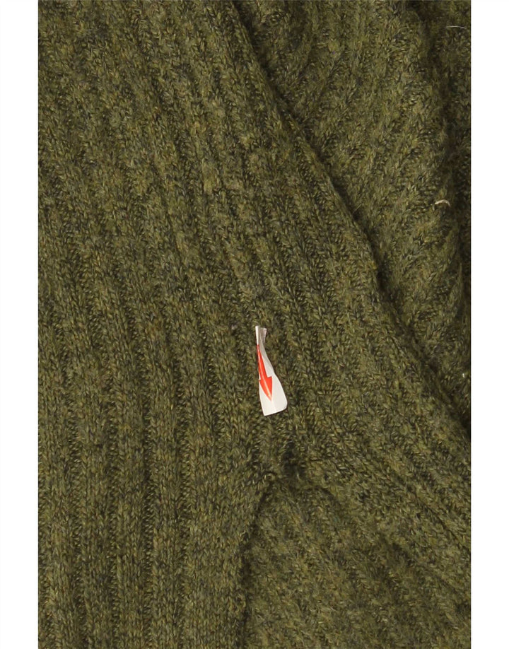 Marks & Spencer Mens Zip Neck Jumper Sweater Large Green Acrylic