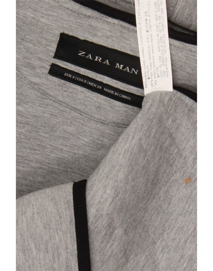 Zara Mens Sleeveless Zip Hoodie Sweater Small Grey Polyester