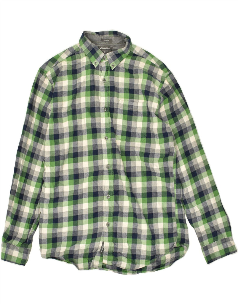 EDDIE BAUER Mens Classic Fit Shirt Medium Green Check Cotton | Vintage Eddie Bauer | Thrift | Second-Hand Eddie Bauer | Used Clothing | Messina Hembry 