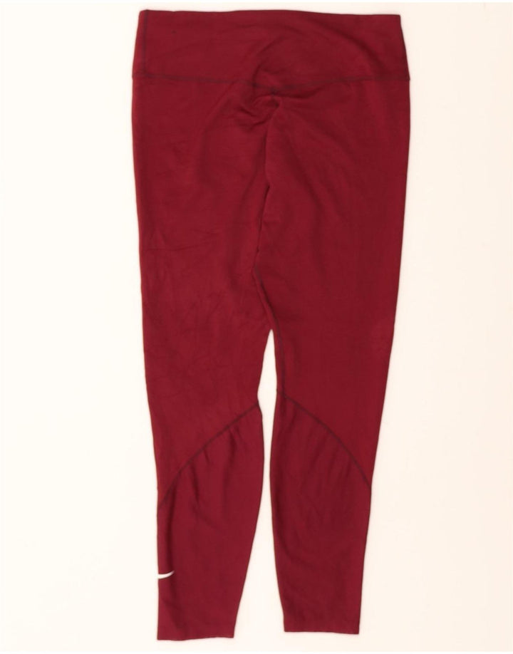 NIKE Womens Dri Fit Crop Leggings UK 14 Large  Maroon Polyester Vintage Nike and Second-Hand Nike from Messina Hembry 