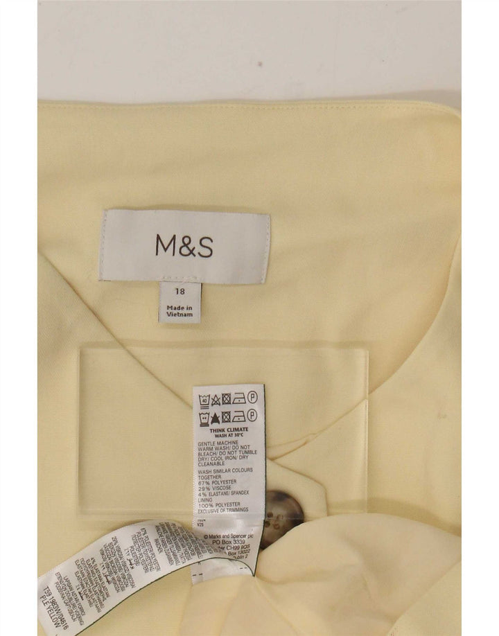 Marks & Spencer Womens Waistcoat UK 18 XL Yellow Polyester