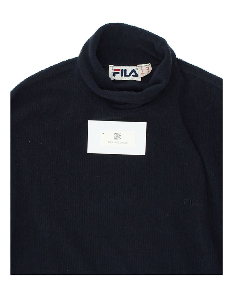 FILA Womens Roll Neck Fleece Jumper IT 46 Large Navy Blue Polyester | Vintage Fila | Thrift | Second-Hand Fila | Used Clothing | Messina Hembry 