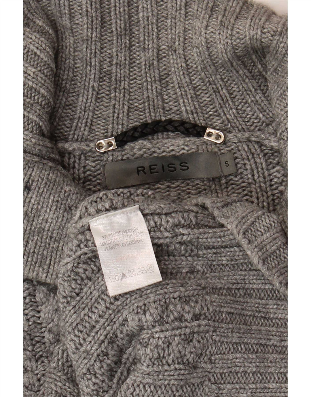 Reiss Mens Button Neck Jumper Sweater Small Grey Viscose