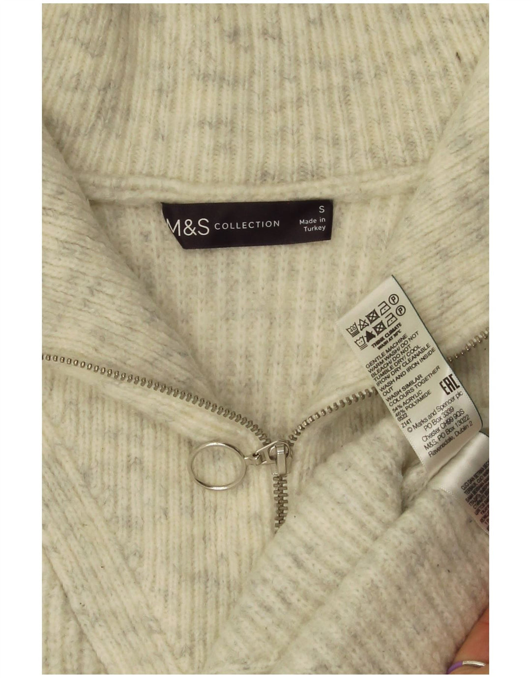 Marks & Spencer Womens Oversized Vest Tank Top UK 10 Small Grey Flecked