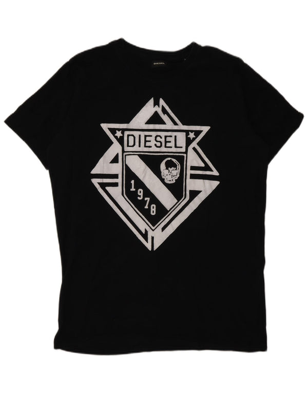 Diesel Mens Graphic T-Shirt Top Large Black