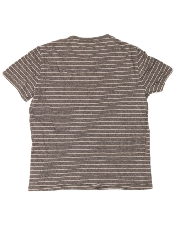 Polo Ralph Lauren Mens T-Shirt Top Medium Grey Striped Cotton