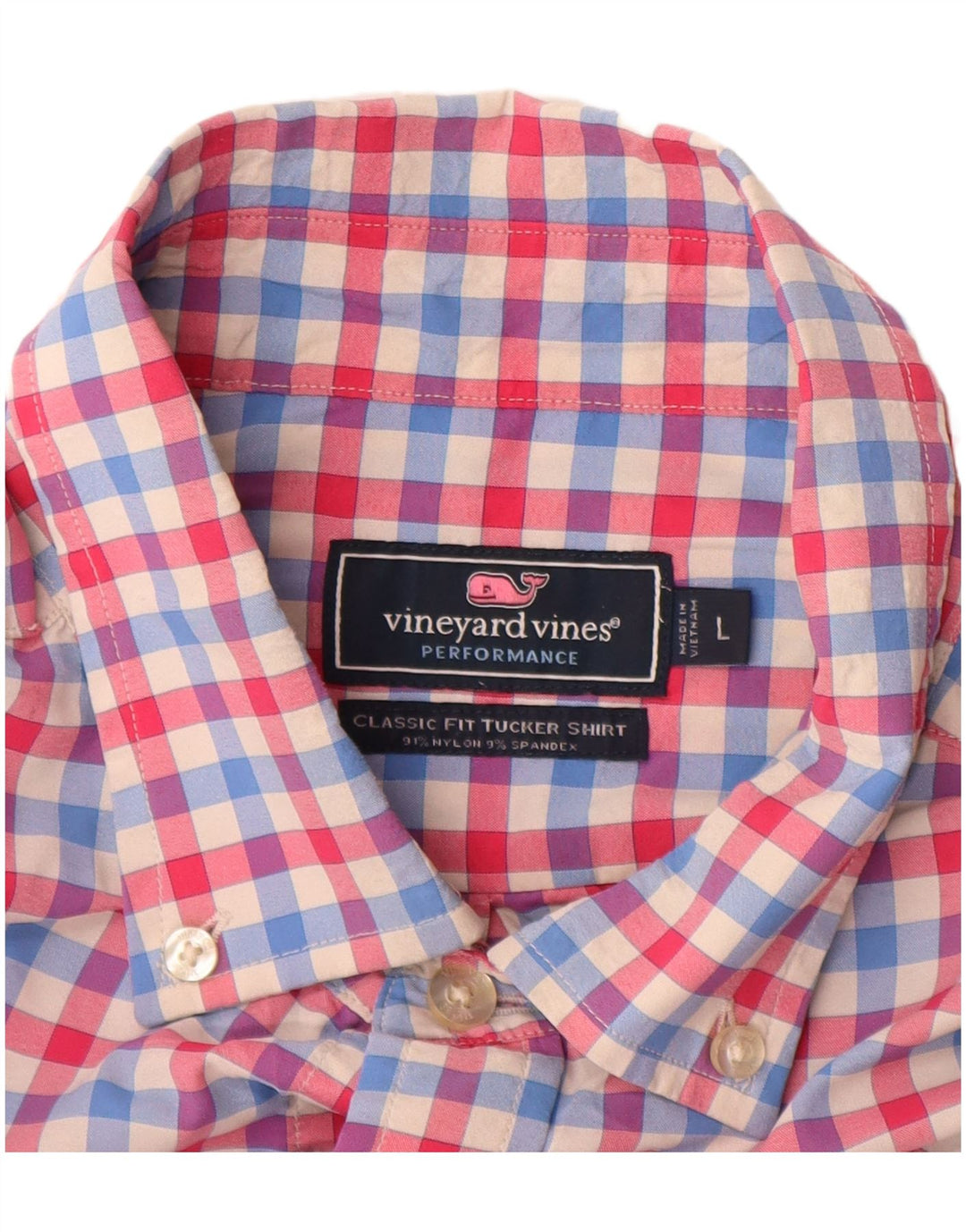 VINEYARD VINES Mens Classic Fit Shirt Large Multicoloured Gingham Nylon