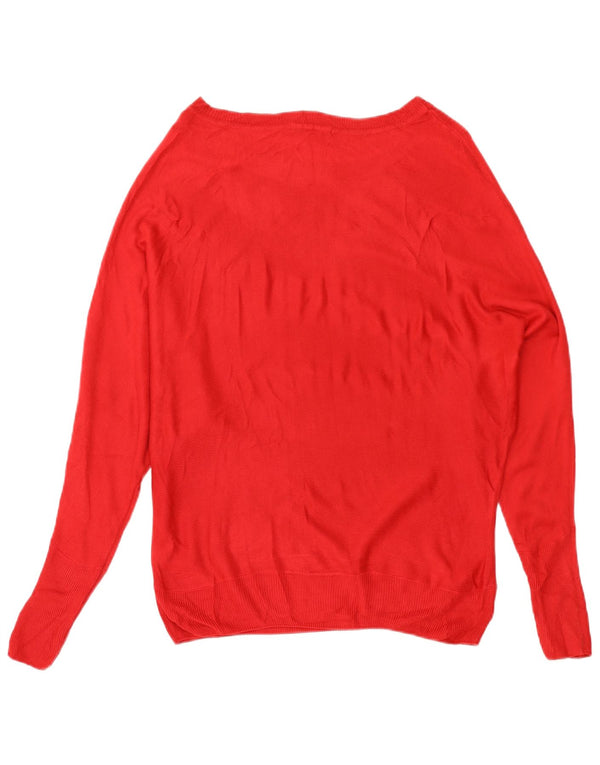 Marks & Spencer Womens Oversized Boat Neck Jumper Sweater UK 8 Small Red