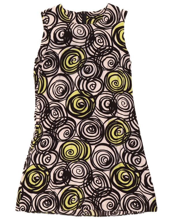 VINTAGE Womens Sleeveless A-Line Dress UK 14 Medium Black Geometric