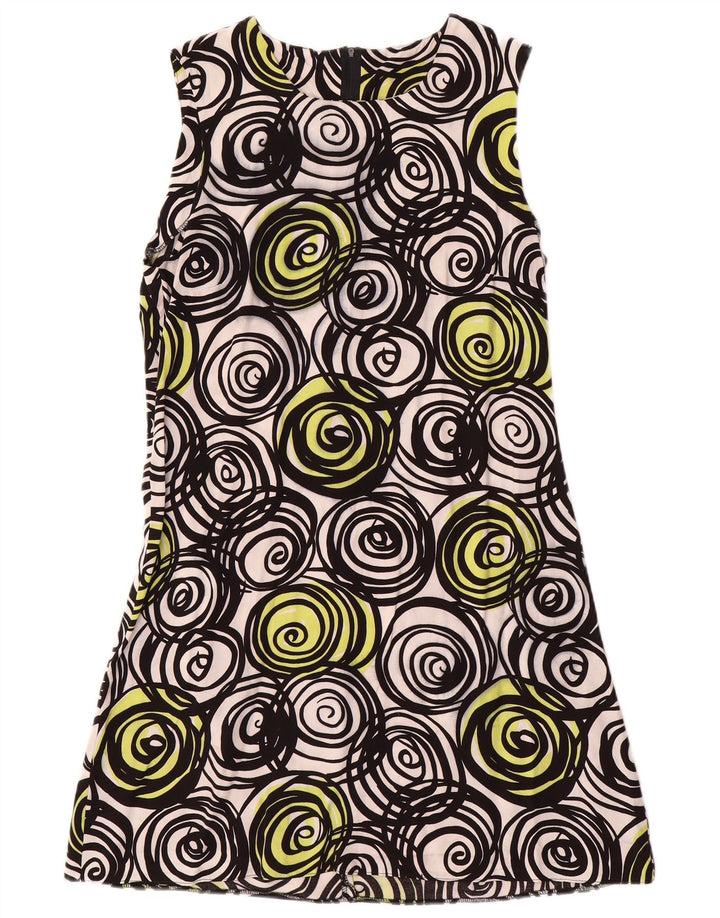 VINTAGE Womens Sleeveless A-Line Dress UK 14 Medium Black Geometric