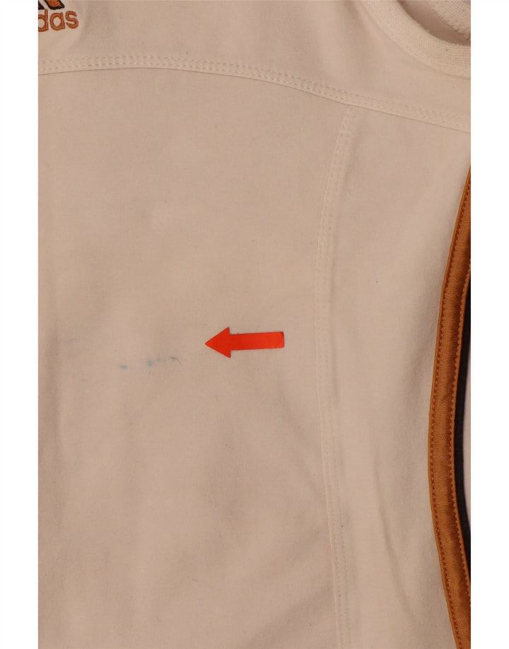 ADIDAS Womens Vest Top UK 14 Medium  Off White Polyester
