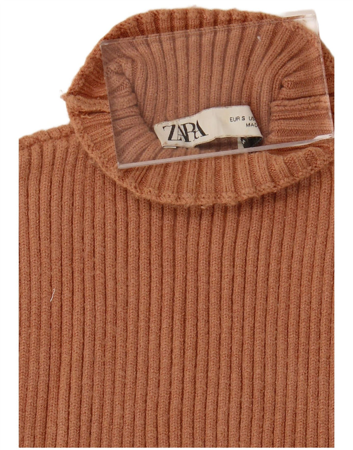 Zara Womens Crop Vest Tank Top UK 10 Small Brown
