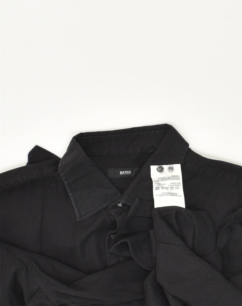 HUGO BOSS Mens Shirt Size 16 1/2 Large Black Striped Cotton | Vintage Hugo Boss | Thrift | Second-Hand Hugo Boss | Used Clothing | Messina Hembry 