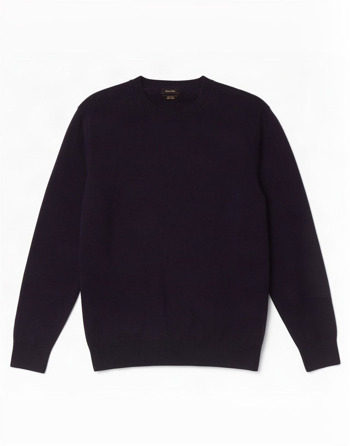 Massimo Dutti Mens Crew Neck Jumper Sweater Medium Navy Blue Cotton