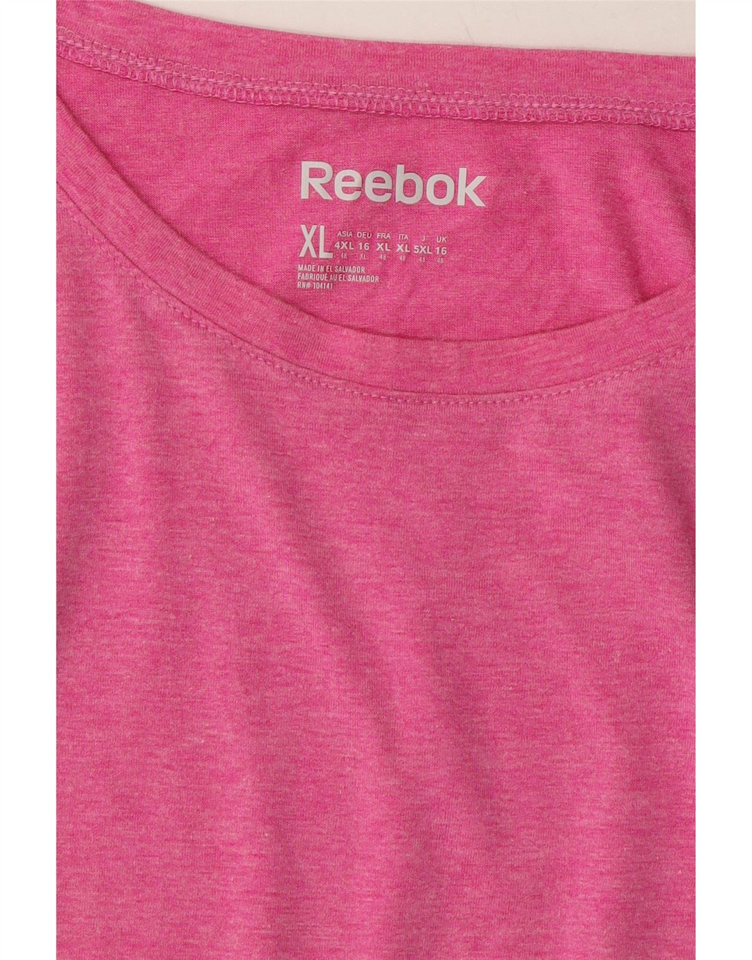 REEBOK Womens T-Shirt Top UK 18 XL Pink Flecked Polyester Vintage Reebok and Second-Hand Reebok from Messina Hembry 