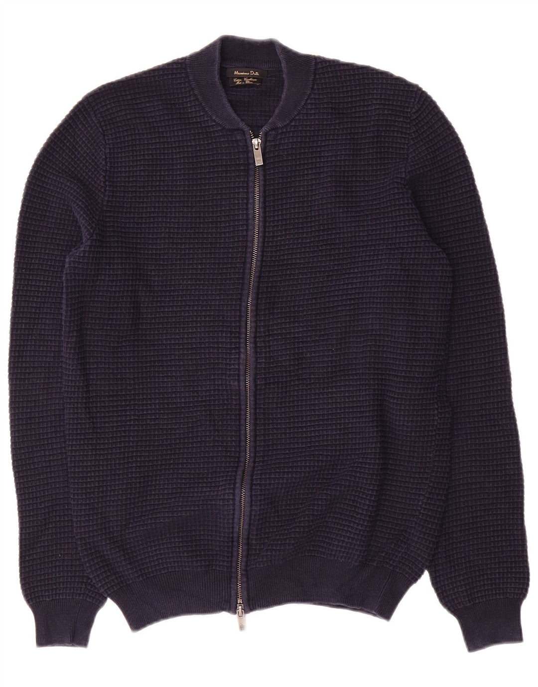 Massimo Dutti Mens Cardigan Sweater Medium Navy Blue Cotton
