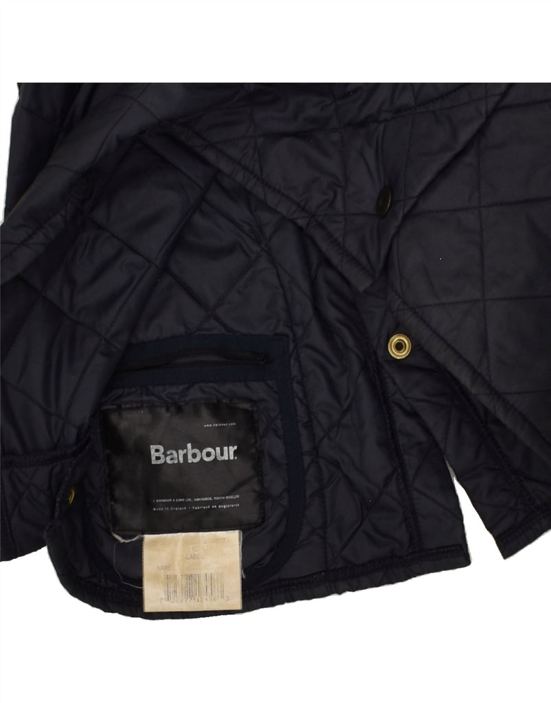 BARBOUR Girls Quilted Jacket 9-10 Years Large Navy Blue Polyamide | Vintage Barbour | Thrift | Second-Hand Barbour | Used Clothing | Messina Hembry 