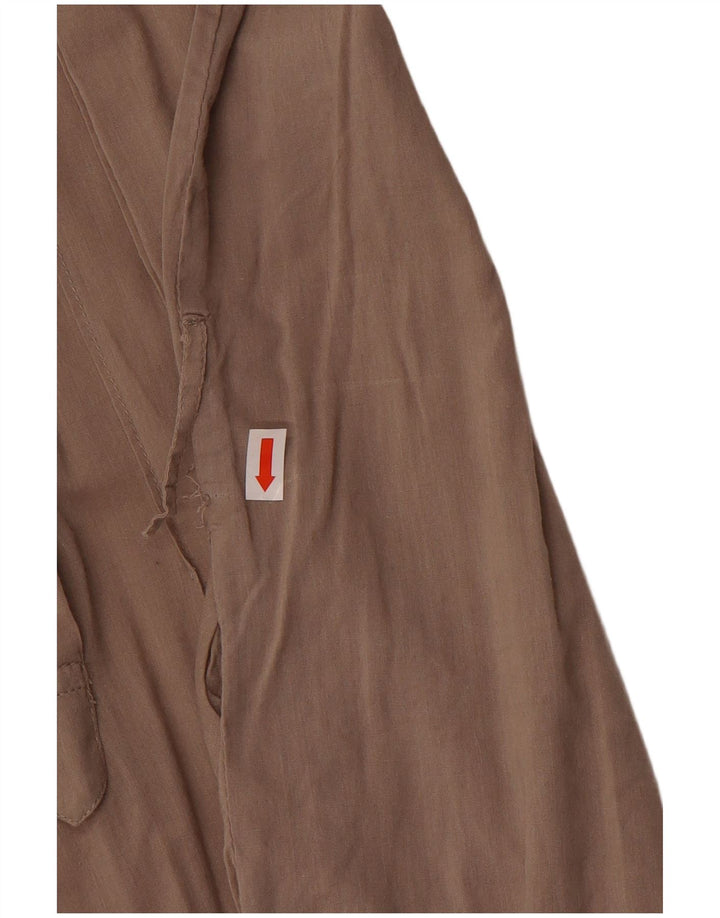 Zara Womens 3/4 Sleeve Shift Dress UK 14 Medium Brown Cotton