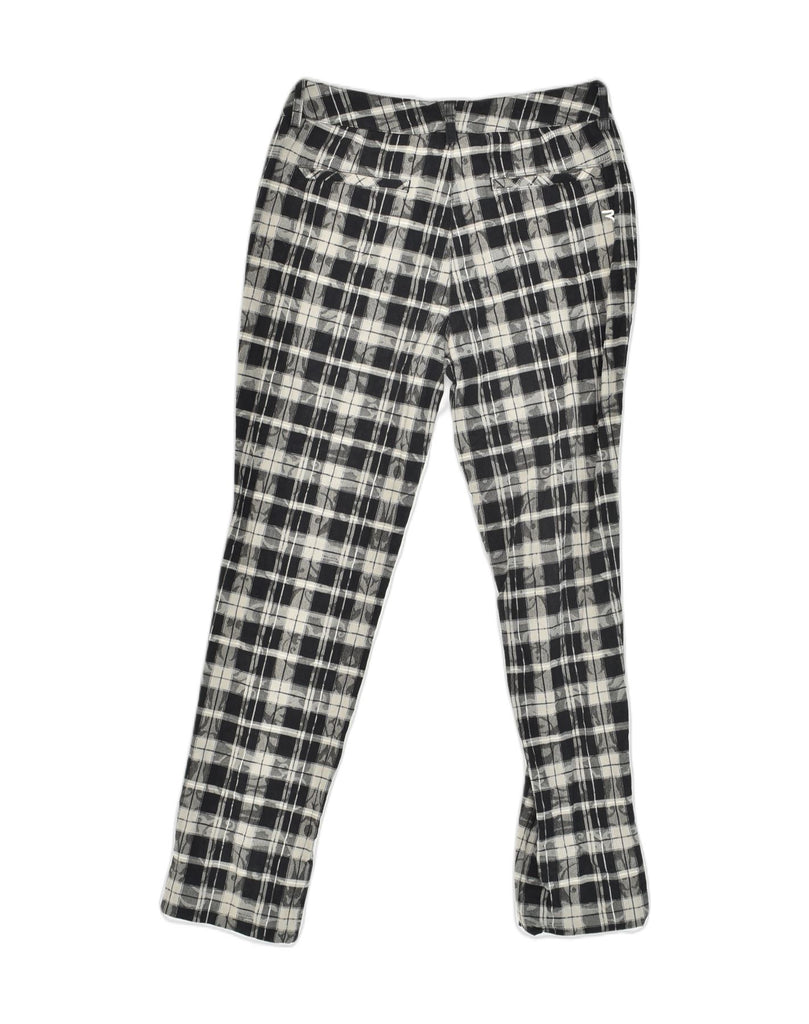 CHERVO Womens Slim Casual Trousers IT 40 Small W28 L26 Black Check Cotton | Vintage Chervo | Thrift | Second-Hand Chervo | Used Clothing | Messina Hembry 