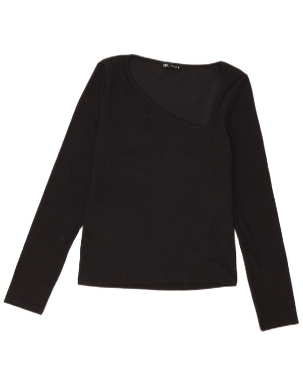 Zara Womens Top Long Sleeve UK 14 Large Black