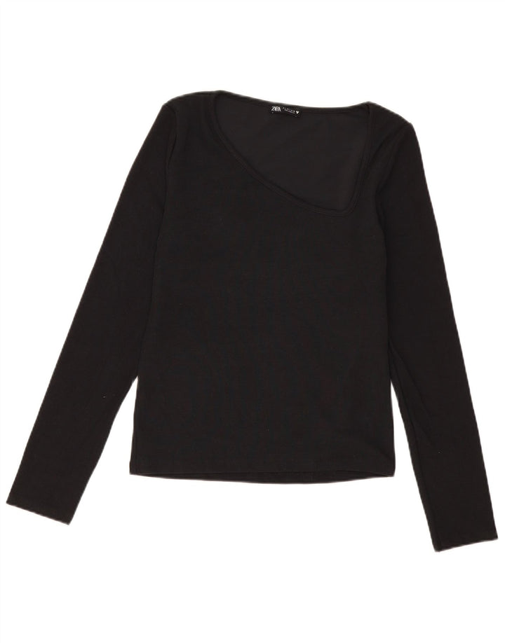Zara Womens Top Long Sleeve UK 14 Large Black