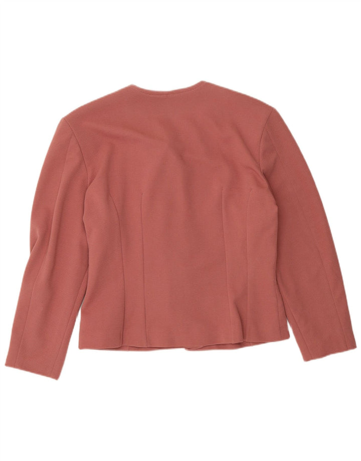 VINTAGE Womens Blazer Jacket IT 46 Large Pink Cotton