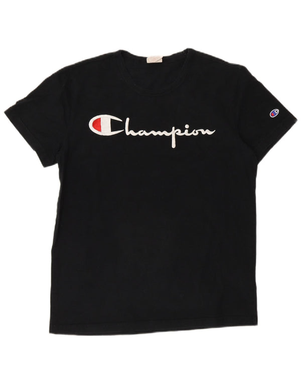 Champion Mens Graphic T-Shirt Top Small Black Cotton
