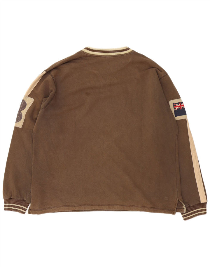 North Sails Mens Graphic Sweatshirt Jumper XL Brown Colourblock Cotton