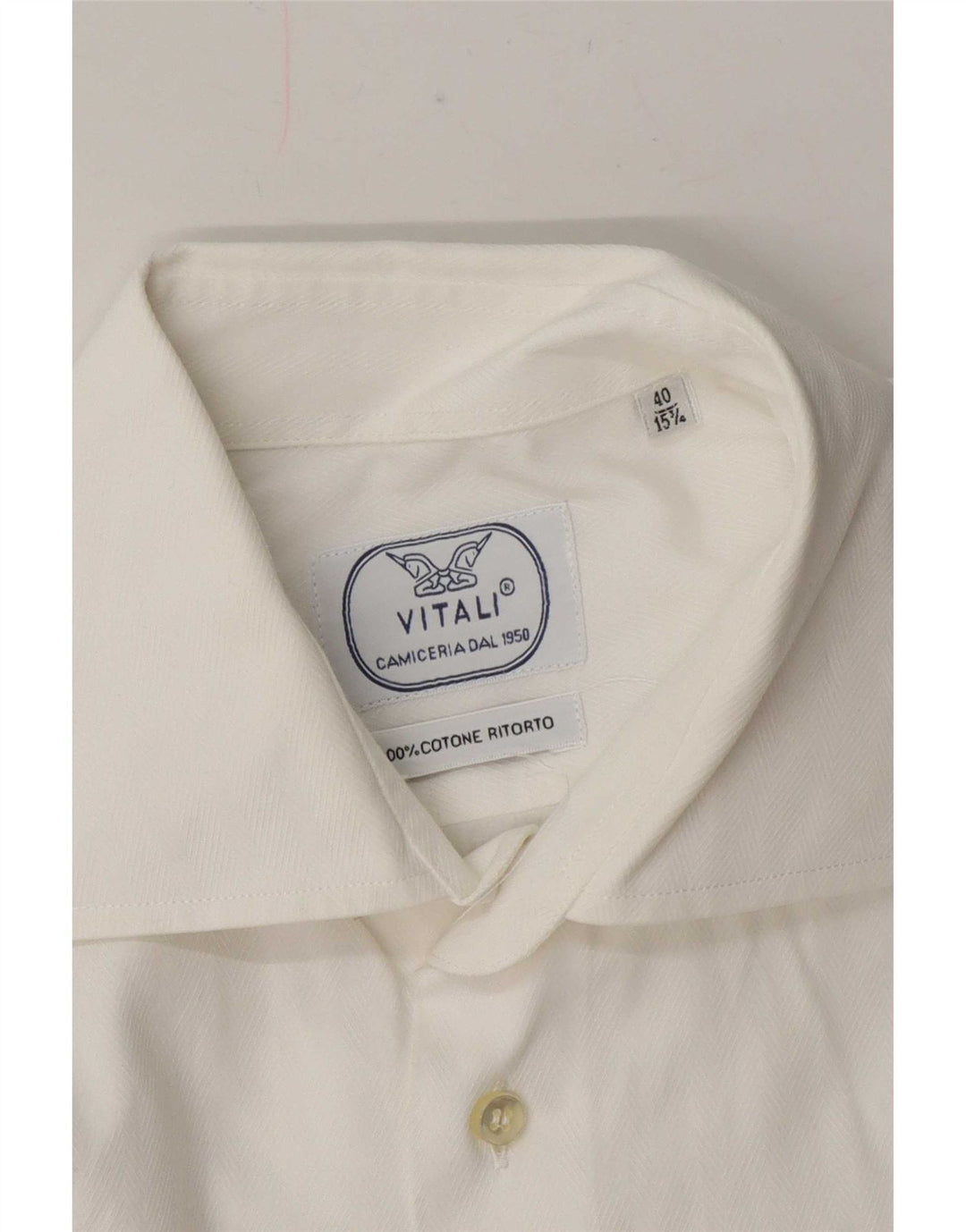 Vitali Mens Shirt Size 40 15 3/4 Medium White Cotton