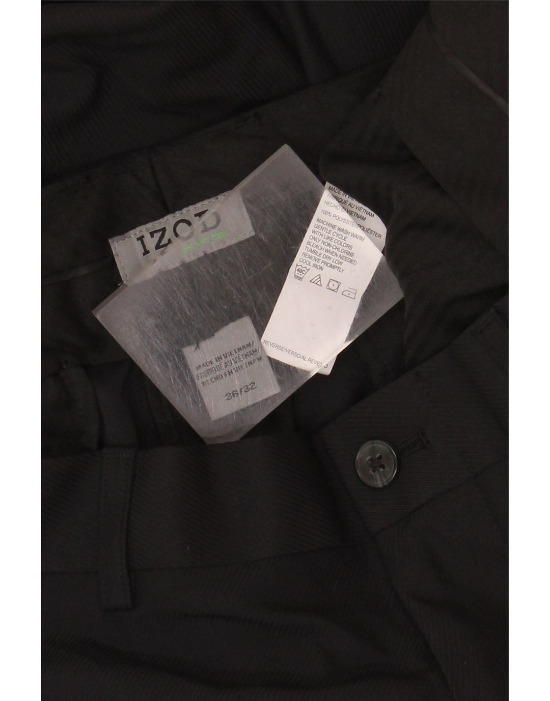 Izod Mens Straight Casual Trousers W36 L32 Black Polyester