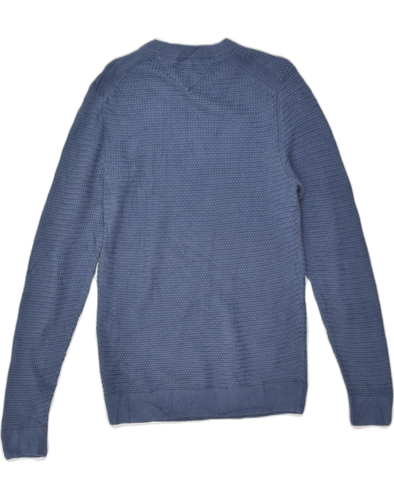 TOMMY HILFIGER Mens Crew Neck Jumper Sweater Small Blue Cotton | Vintage Tommy Hilfiger | Thrift | Second-Hand Tommy Hilfiger | Used Clothing | Messina Hembry 