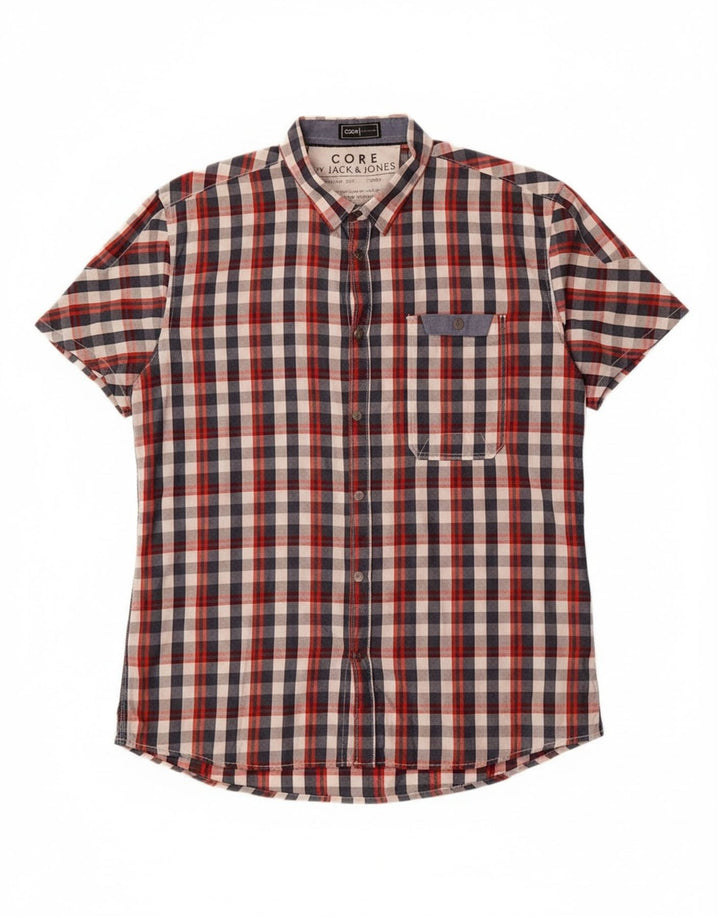 JACK & JONES Mens Workwear Short Sleeve Shirt XL Multicoloured Check