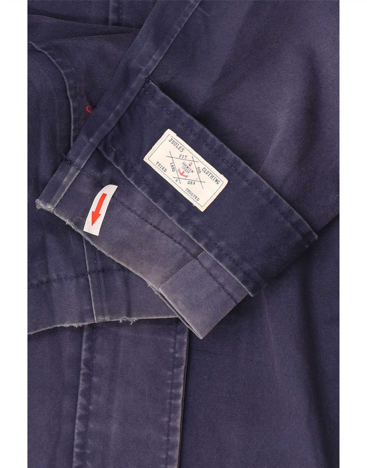 Joules Womens Hooded Rain Jacket UK 12 Medium Navy Blue Cotton