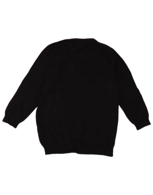 Marks & Spencer Womens 3/4 Sleeve V-Neck Jumper Sweater UK 10 Small Black