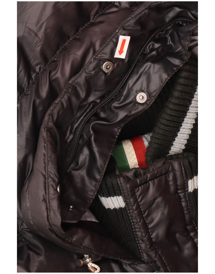 DOLOMITE Mens Graphic Hooded Padded Jacket UK 38 Medium Black Polyester