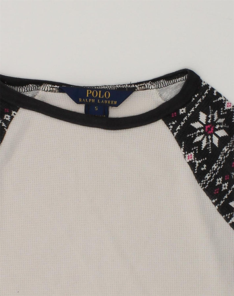 POLO RALPH LAUREN Girls Top Long Sleeve 4-5 Years Off White Colourblock | Vintage Polo Ralph Lauren | Thrift | Second-Hand Polo Ralph Lauren | Used Clothing | Messina Hembry 