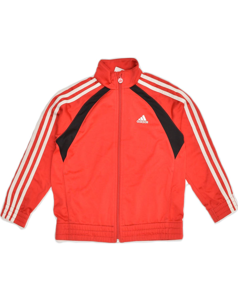 ADIDAS Boys Tracksuit Top Jacket 7-8 Years Red Colourblock Polyester | Vintage Adidas | Thrift | Second-Hand Adidas | Used Clothing | Messina Hembry 