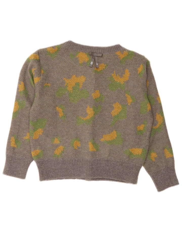 Silvian Heach Womens Abstract Pattern Cardigan Sweater UK 6 XS Grey