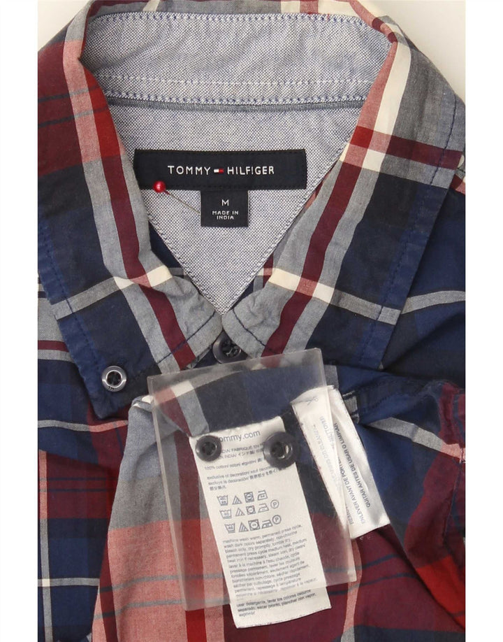Tommy Hilfiger Mens Regular Fit Shirt Medium Blue Plaid Cotton