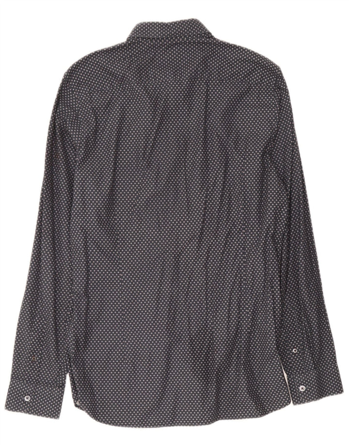 Ted Baker Mens Shirt Size 3 Medium Grey Spotted Cotton