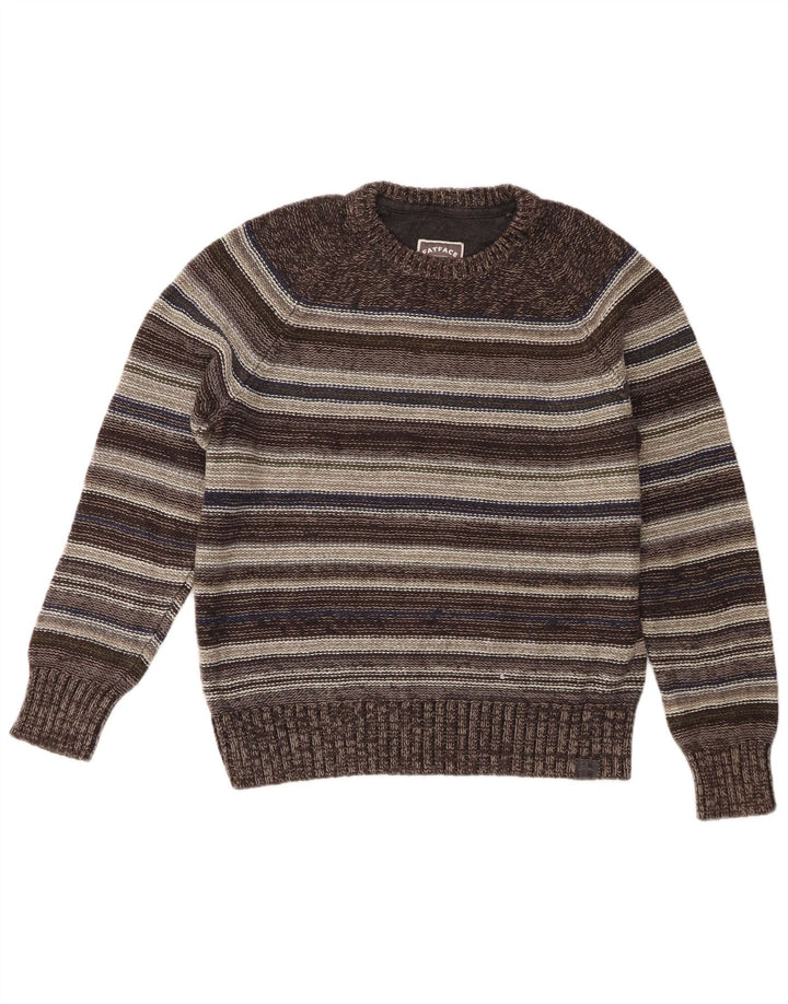 Fat Face Mens Crew Neck Jumper Sweater Medium Grey Striped Cotton