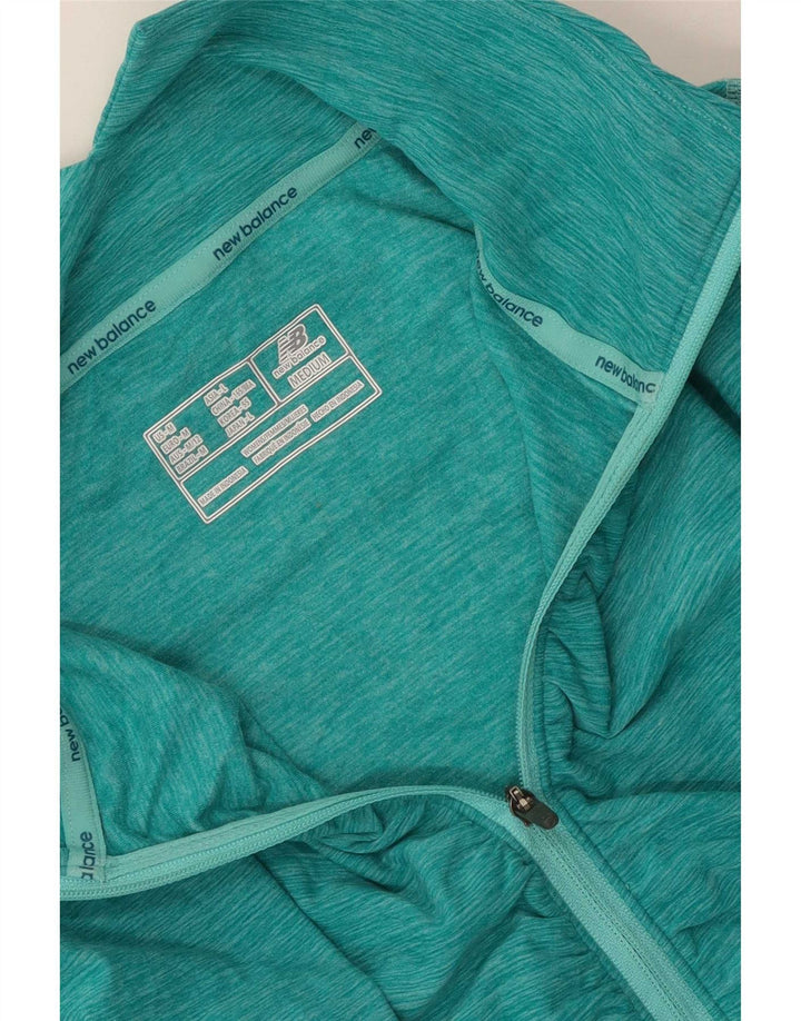 New Balance Womens Zip Neck Pullover Tracksuit Top UK 12 Medium Green