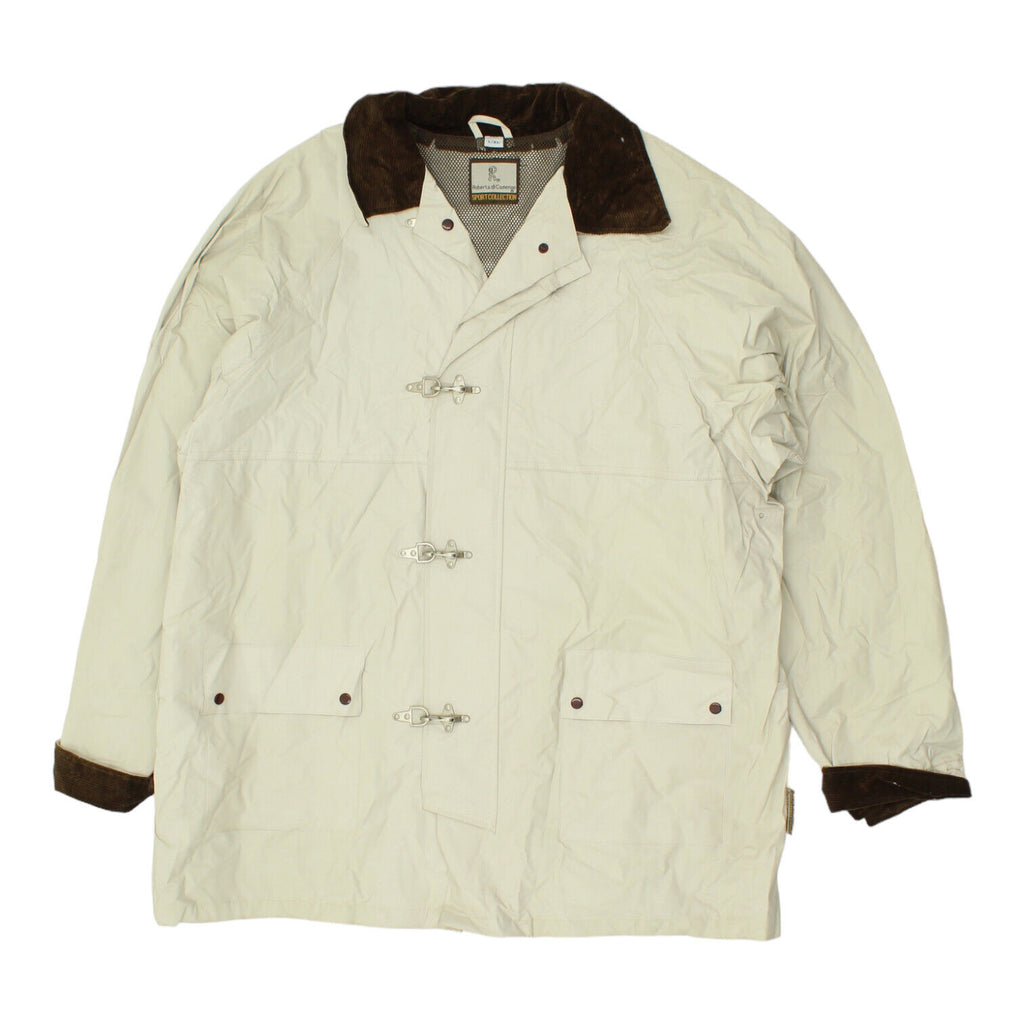 Roberta Di Camerino Mens Grey PVC Corduroy Collar Clasp Jacket | Vintage Coat | Vintage Messina Hembry | Thrift | Second-Hand Messina Hembry | Used Clothing | Messina Hembry 